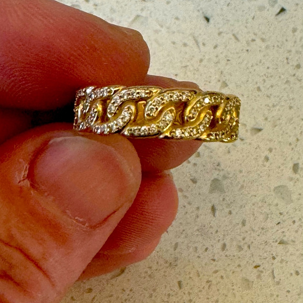 Alexis Russell chain linked diamond and 14k gold ring